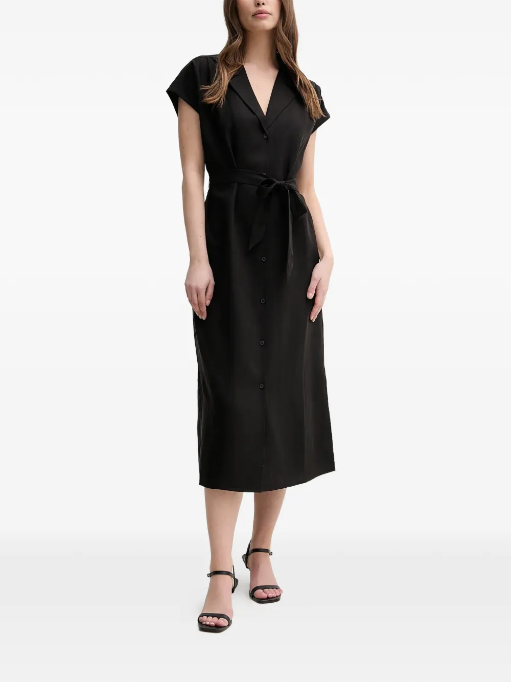  Mos Mosh Button Belted Midi Dress - Black 