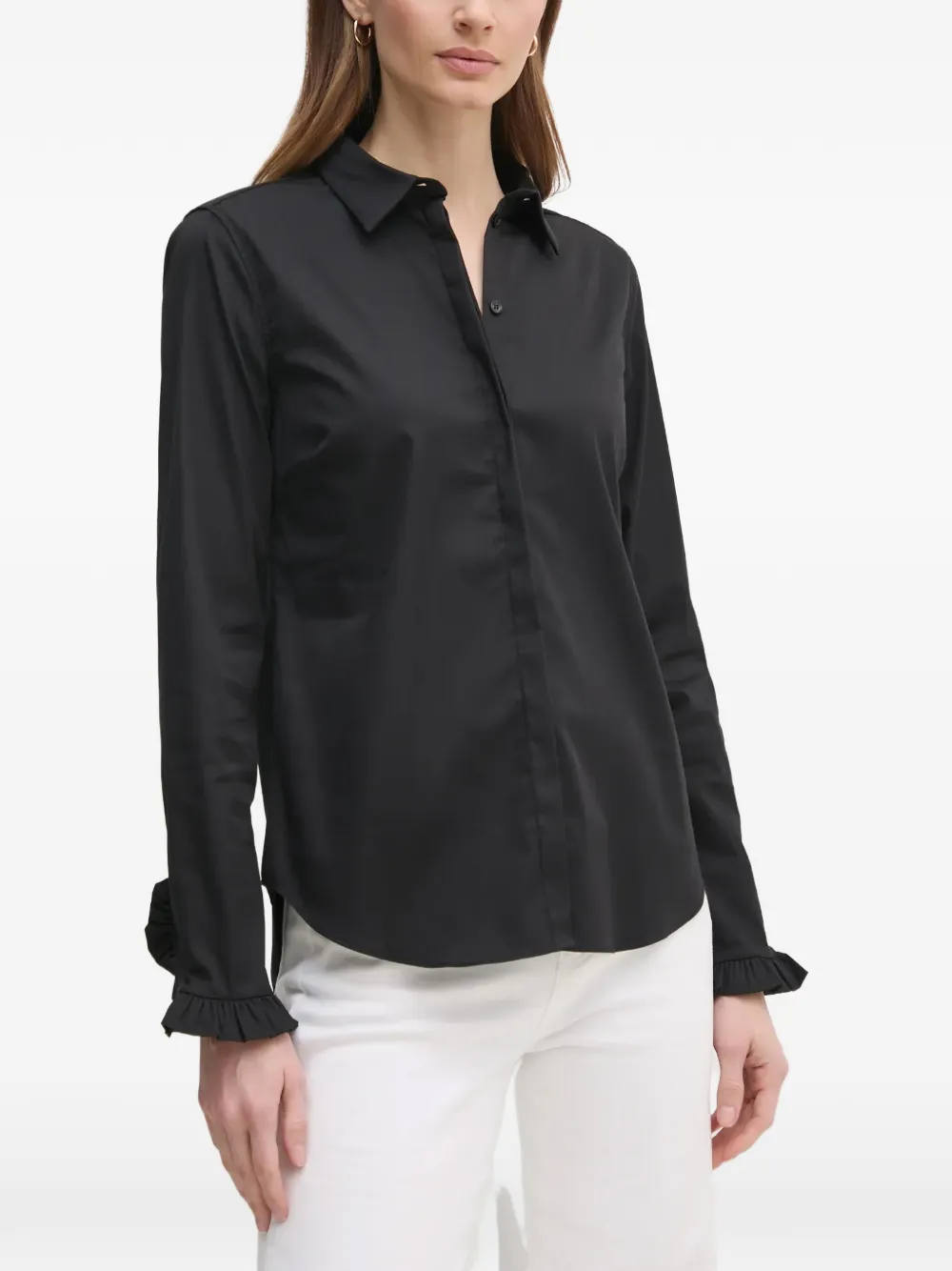 Mos Mosh MMMattie blouse met ruches aan de manchetten Zwart