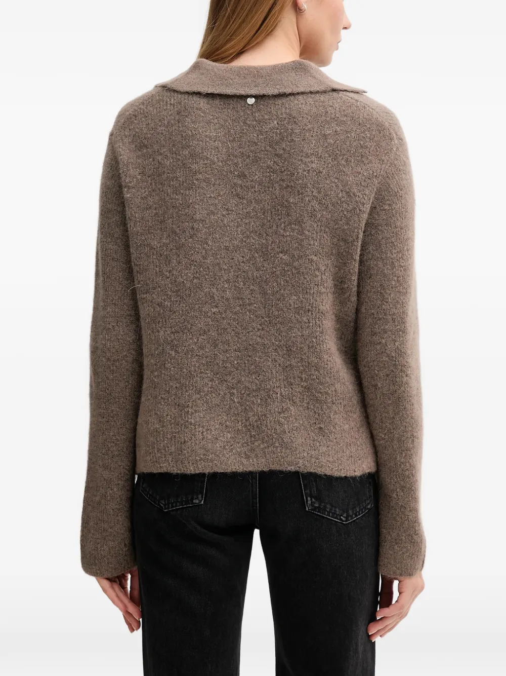  Mos Mosh Mmthora Aidy V-neck Knitted Polo Top - Brown 