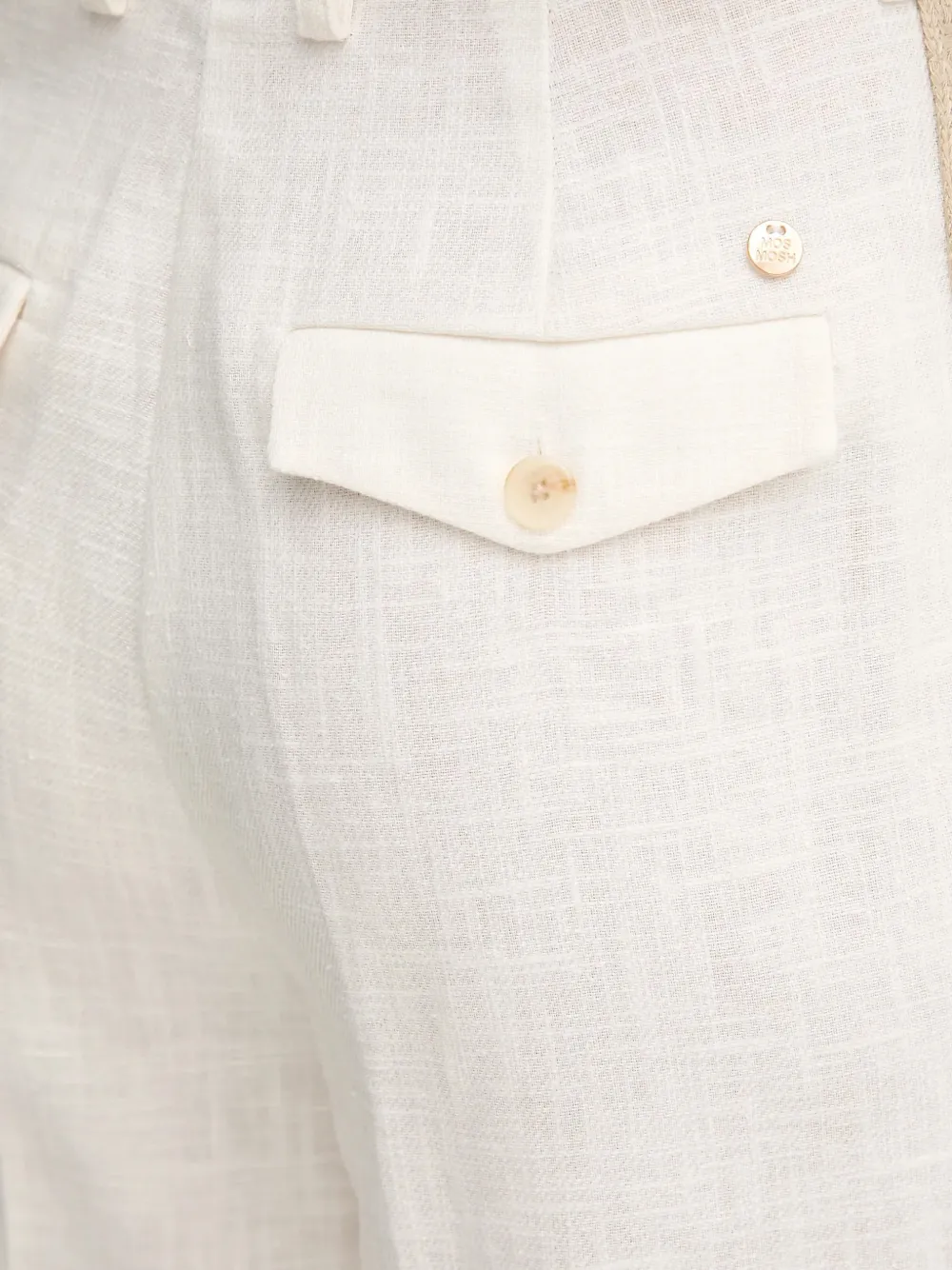 Mos Mosh MMBeata crochet-trim wide-leg trousers Beige