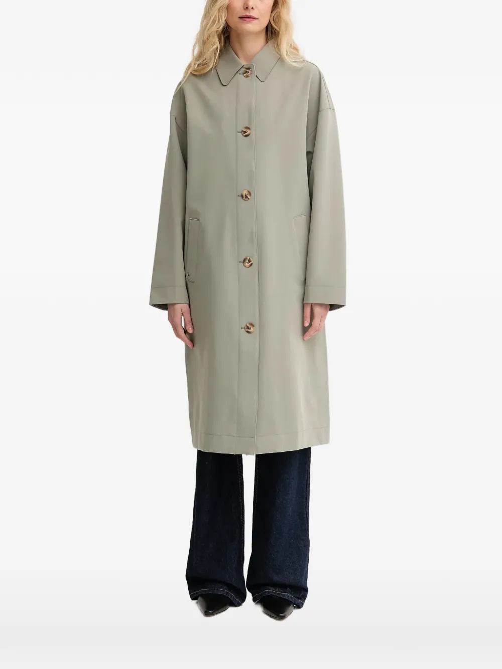 Mos Mosh Mmbora Button-down Raincoat In Green