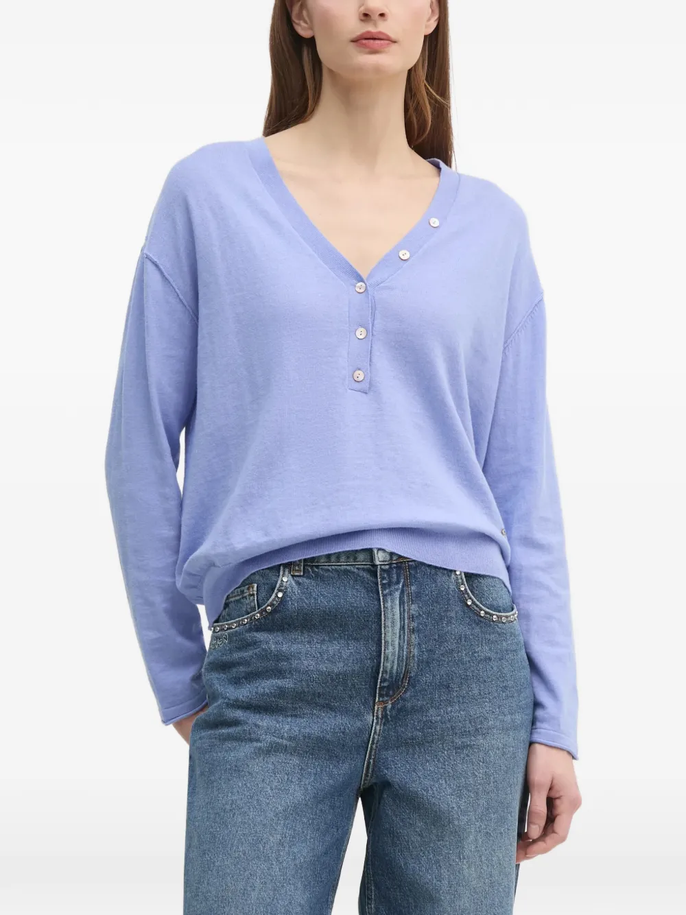 Mos Mosh buttoned V-neck top - Blu
