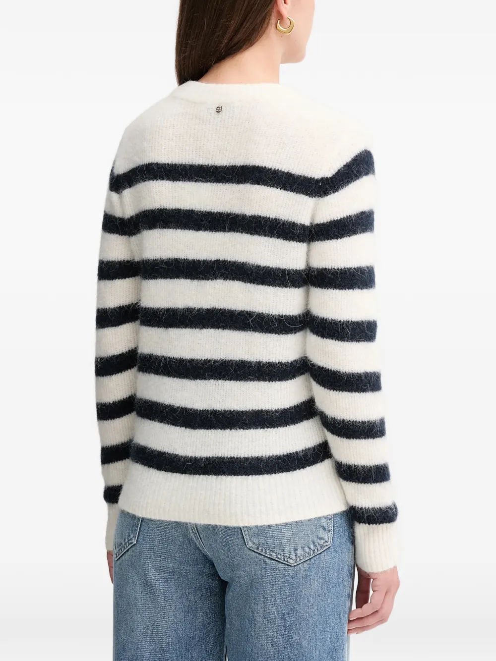 Mos Mosh Gestreepte gebreide top Beige