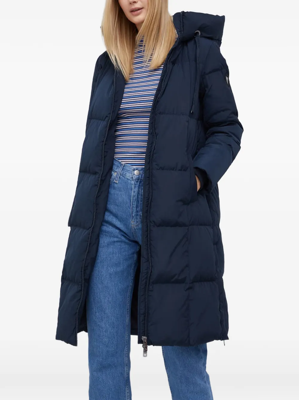 Mos Mosh MMNova Square hooded single-breasted coat - Blue