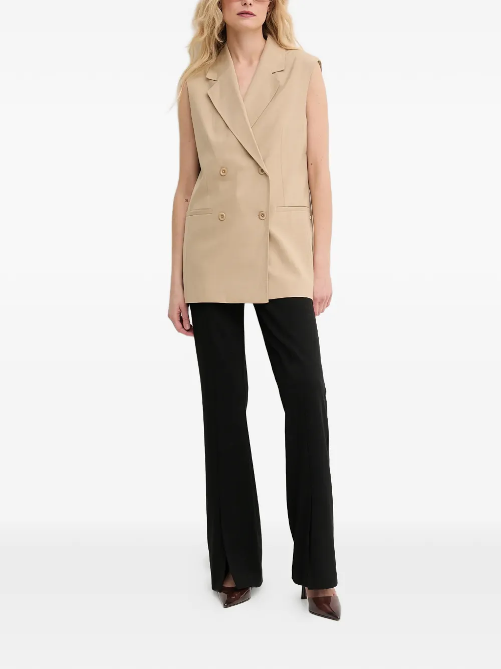 Mos Mosh MMPhiline Roy gilet met dubbele rij knopen Beige