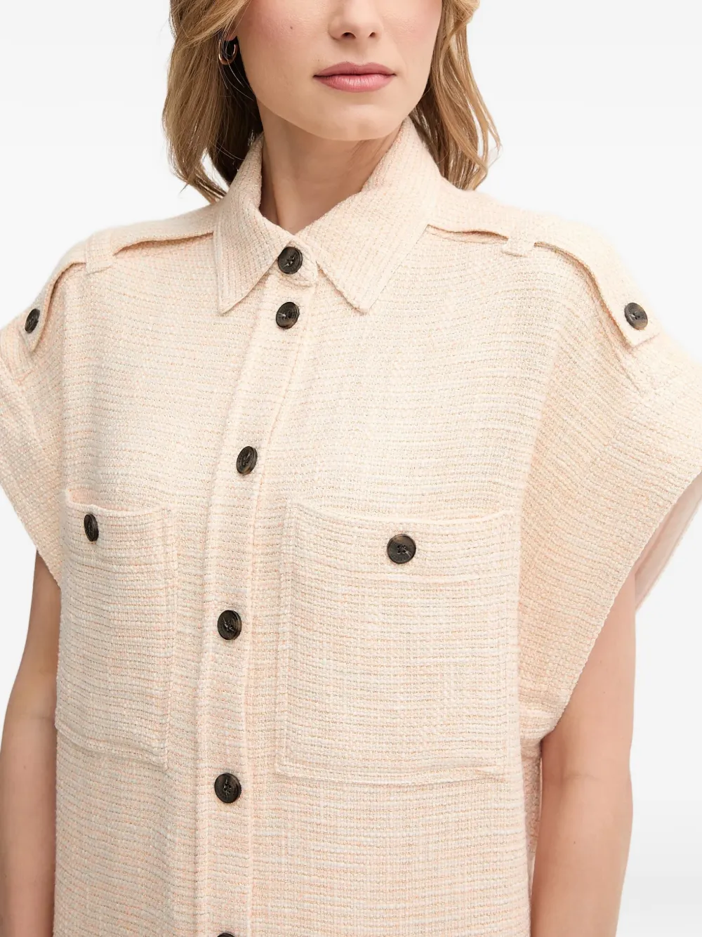 Mos Mosh Overhemd met zak met knoop Beige
