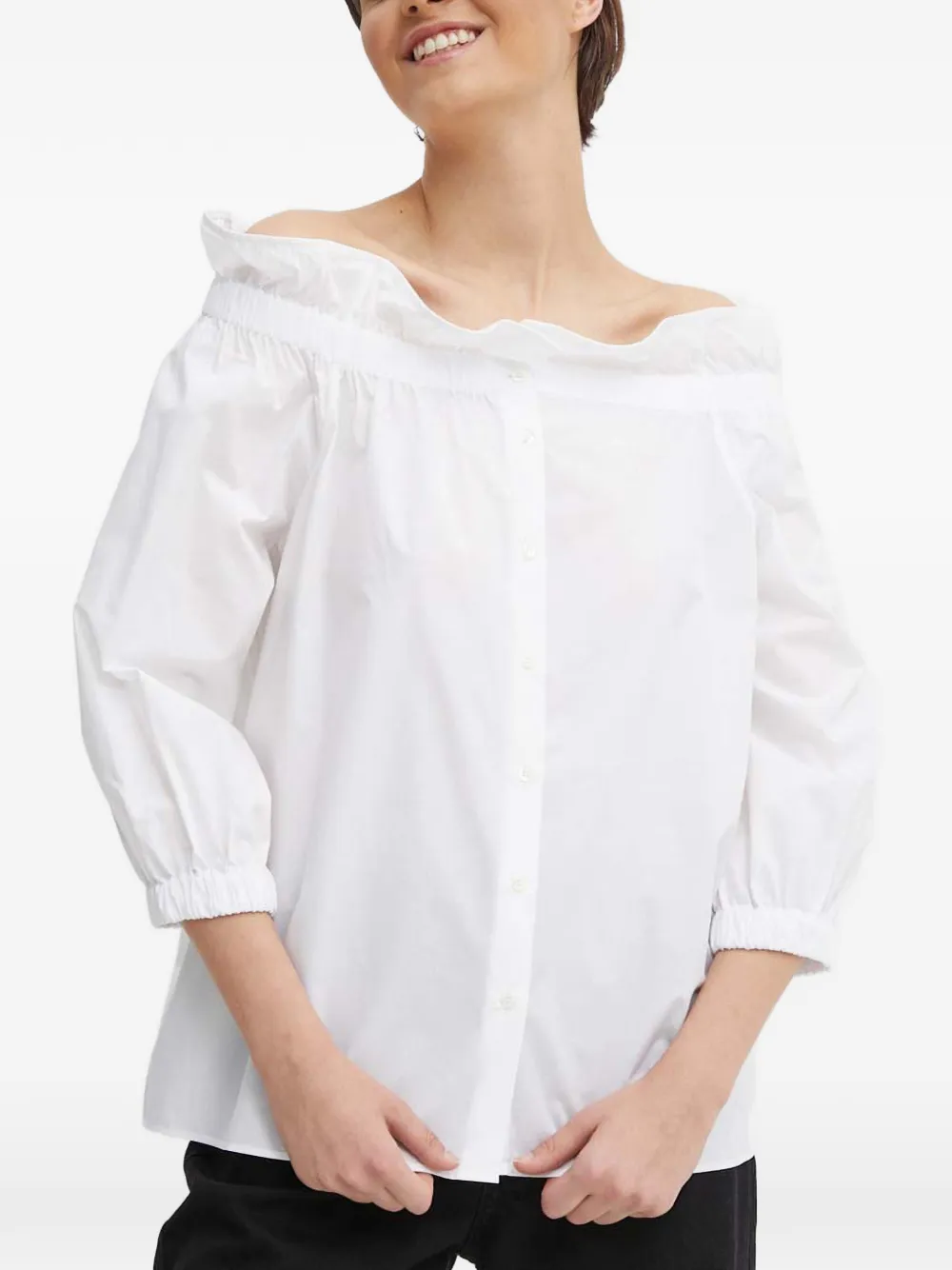 Mos Mosh ruffle off-shoulder blouse - Bianco