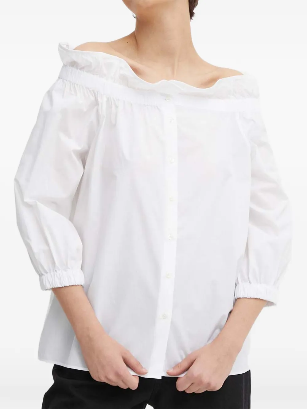 Mos Mosh ruffle off-shoulder blouse - Bianco