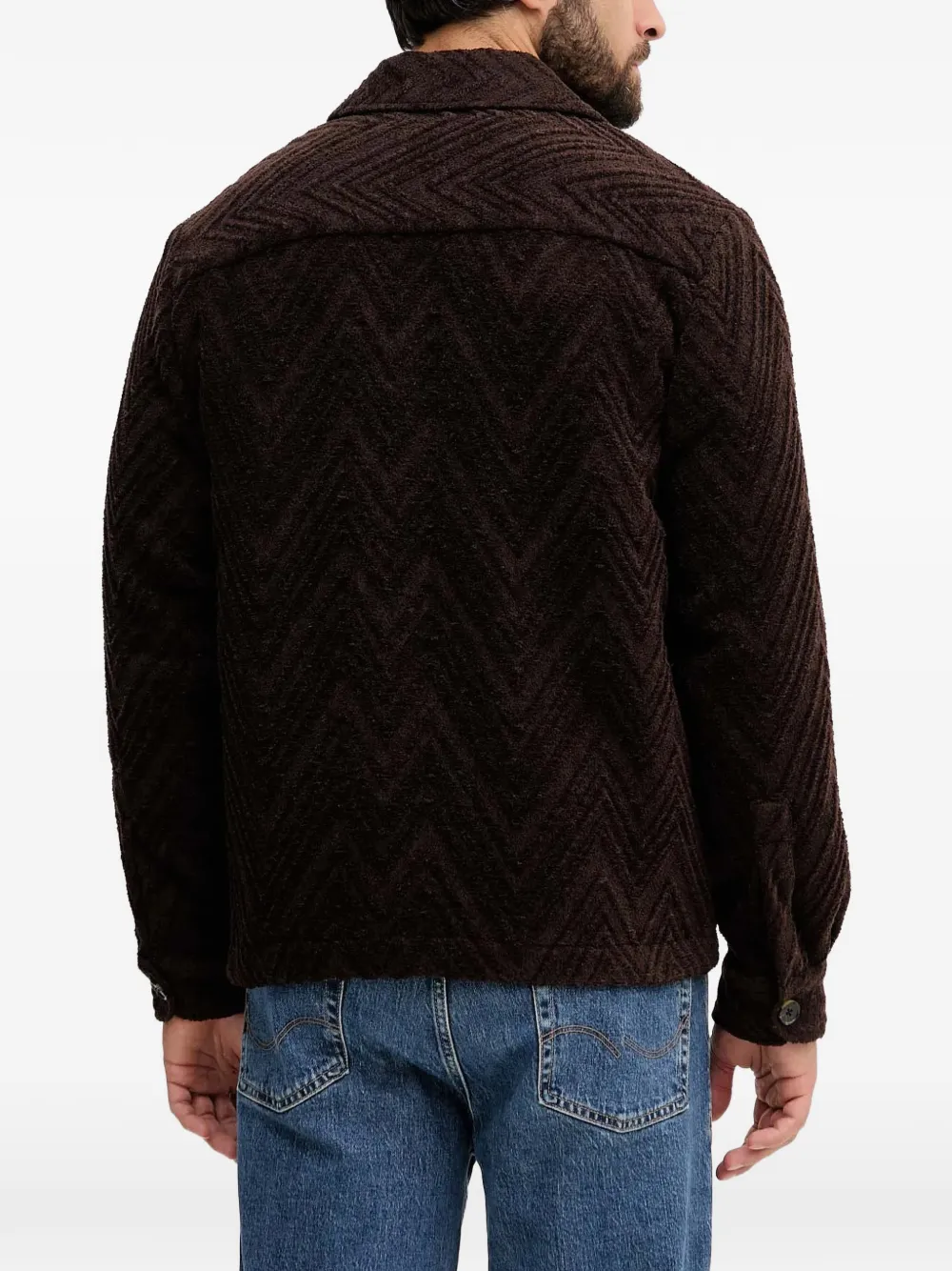  Mos Mosh Mmgluis Clair Jacquard Flap-pocket Jacket - Brown 
