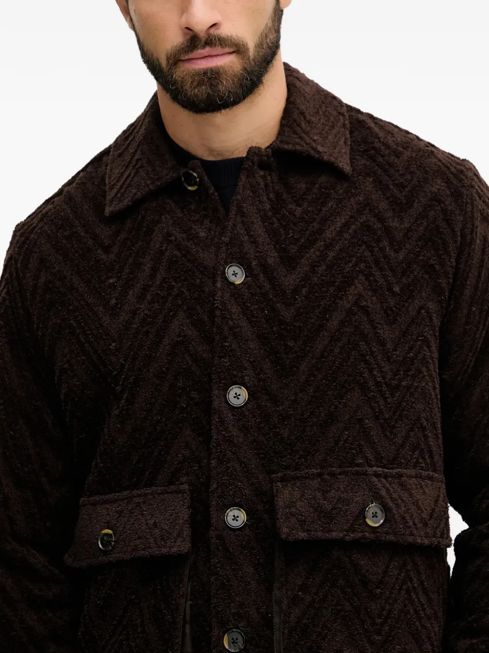 Mos Mosh MGLuis Clair jack met klepzak en jacquard Bruin
