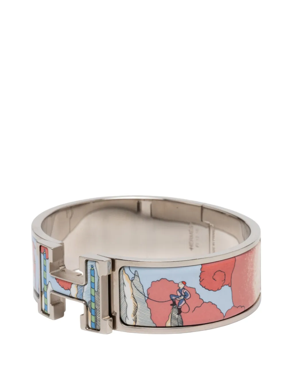  Hermès Pre-owned 2000-2025 Wide Enamel Cosmographia Universalis Clic Clac H Bracelet Pm Costume Bracelet - Blue 