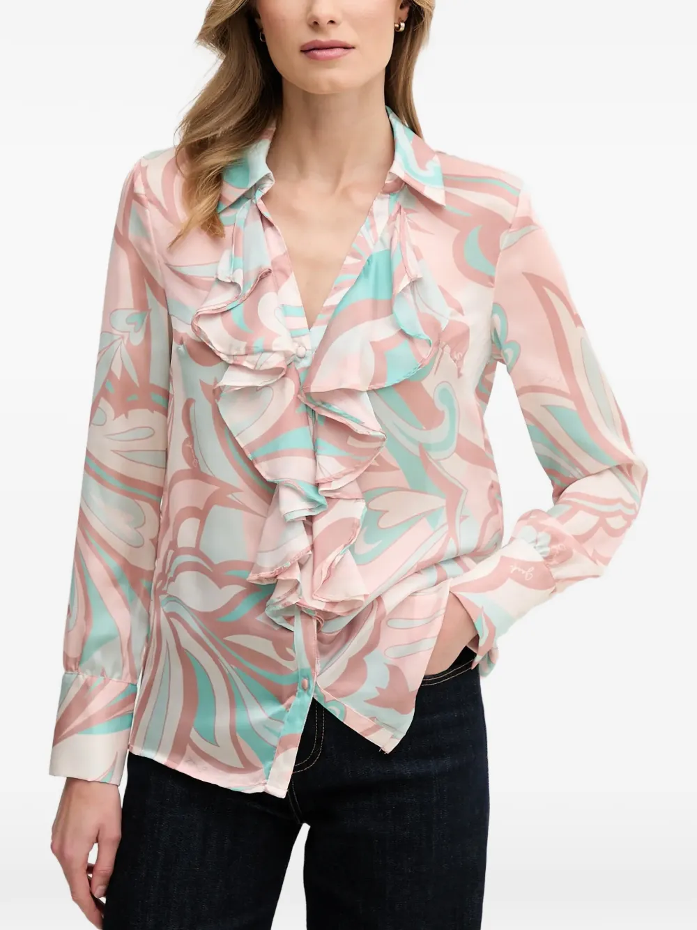 Gaudi ruffled patterned shirt - Rosa