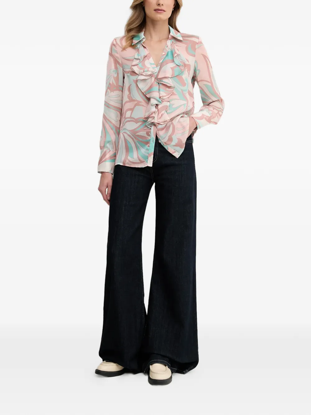  Gaudi Ruffled Patterned Shirt - Pink 