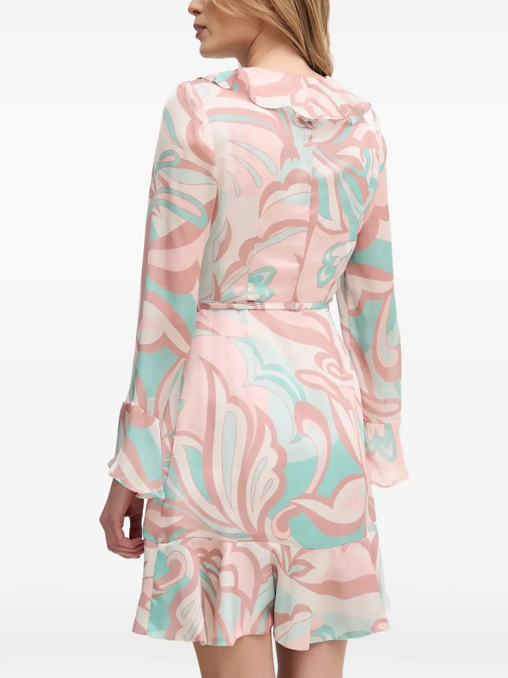  Gaudi Ruffled Patterned Mini Dress - Pink 