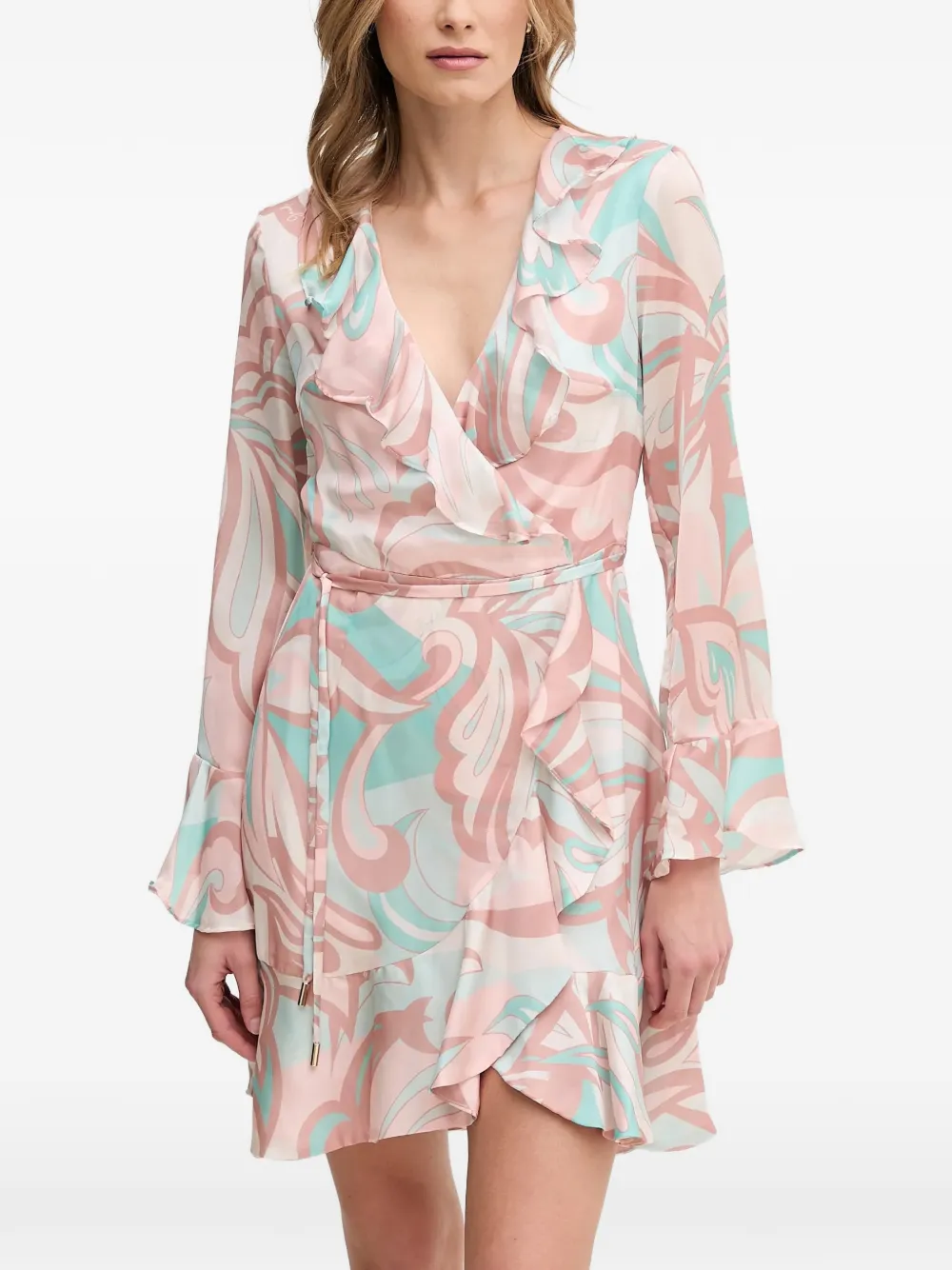 Gaudi ruffled patterned mini dress - Rosa