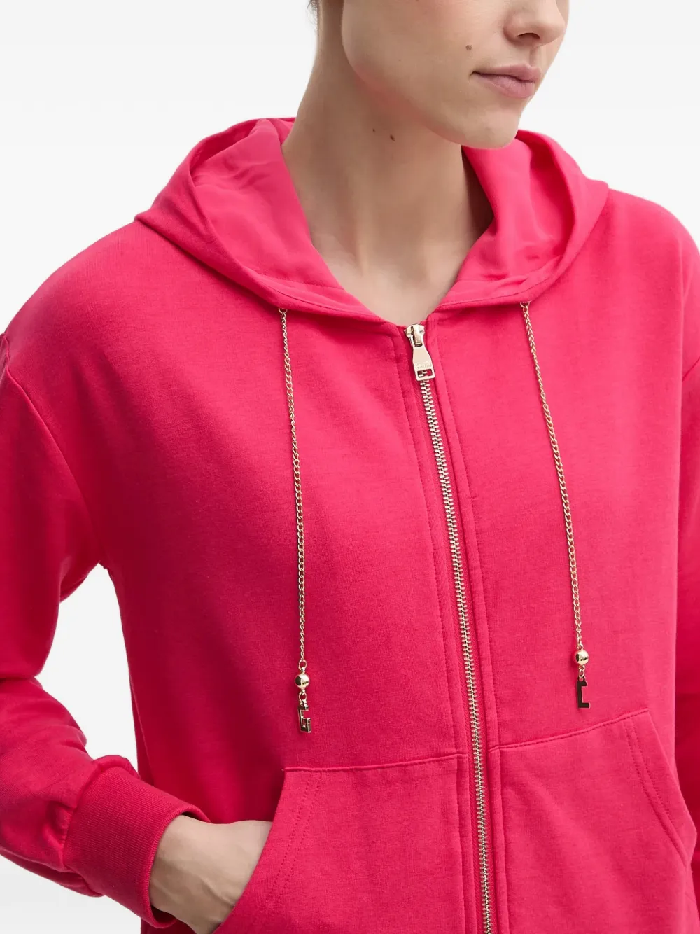 Chain-Detail Zip-Up Hoodie