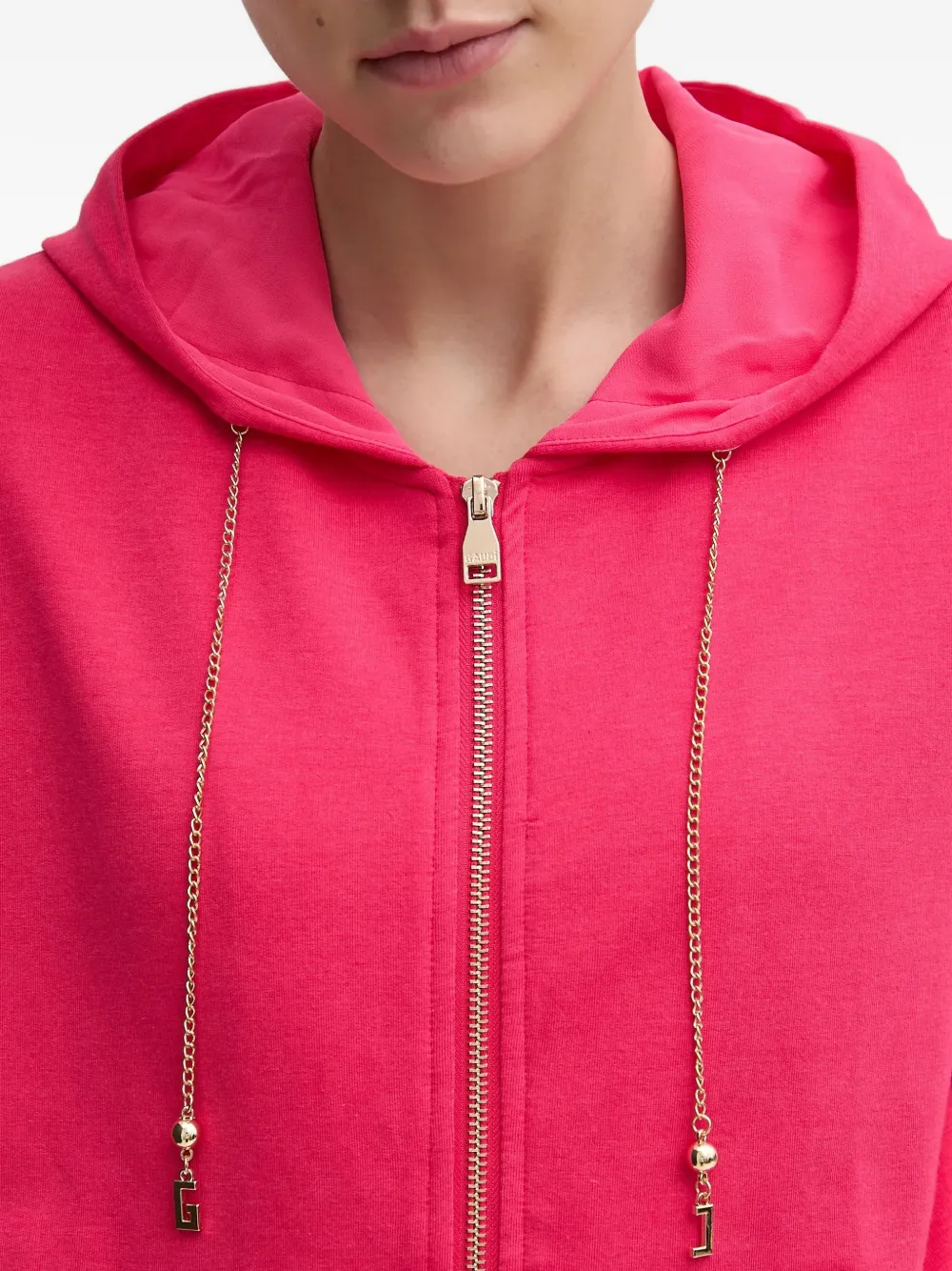 Chain-Detail Zip-Up Hoodie