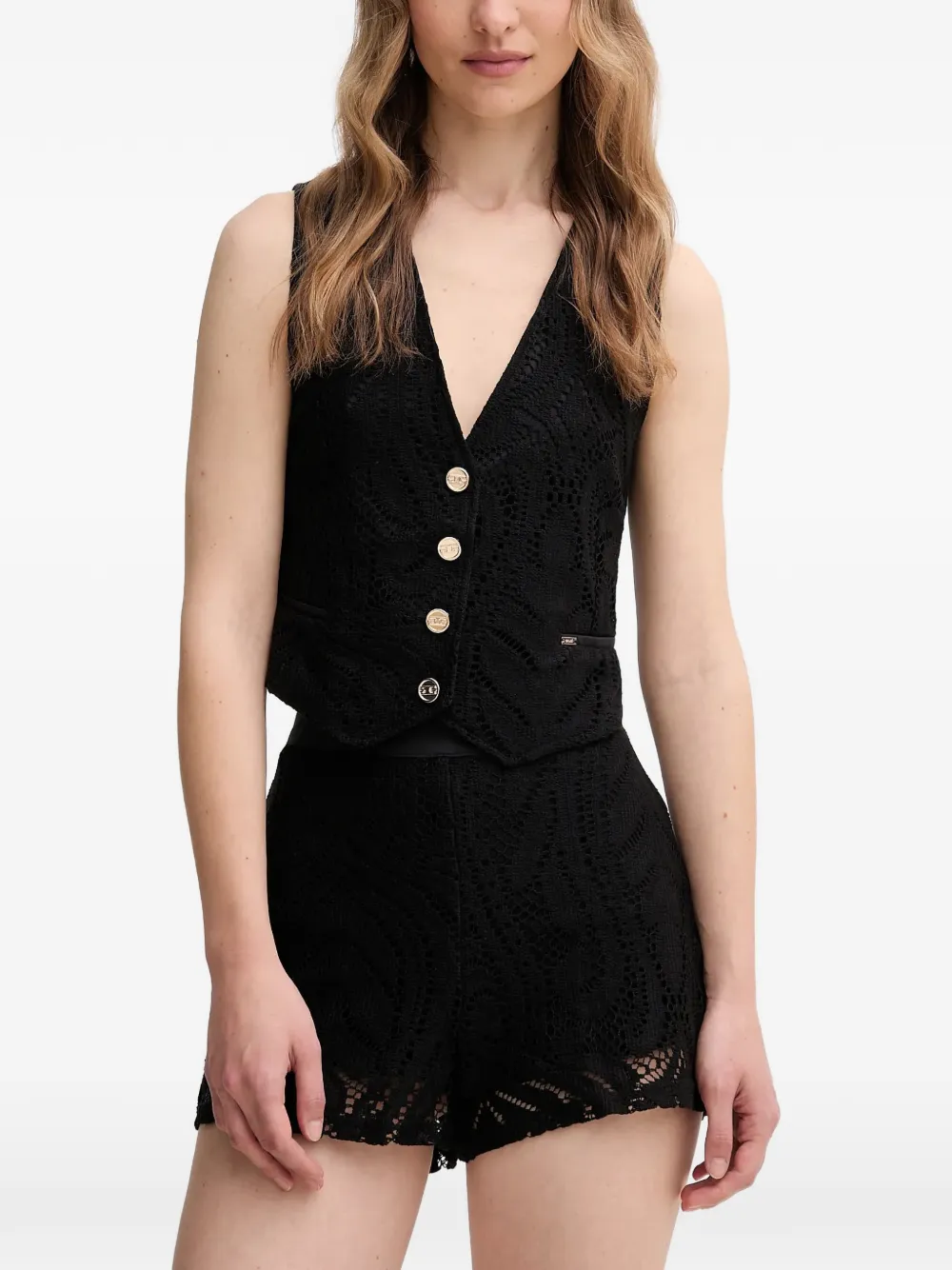 Gaudi buttoned V-neck vest - Nero