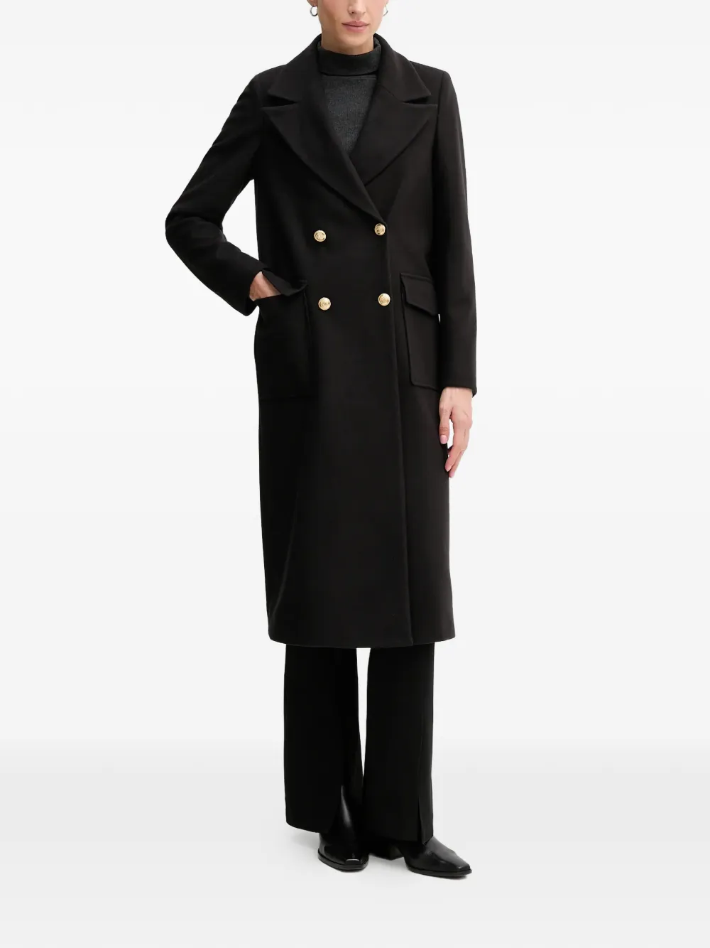  Gaudi Button-up Double-breasted Coat - Black 