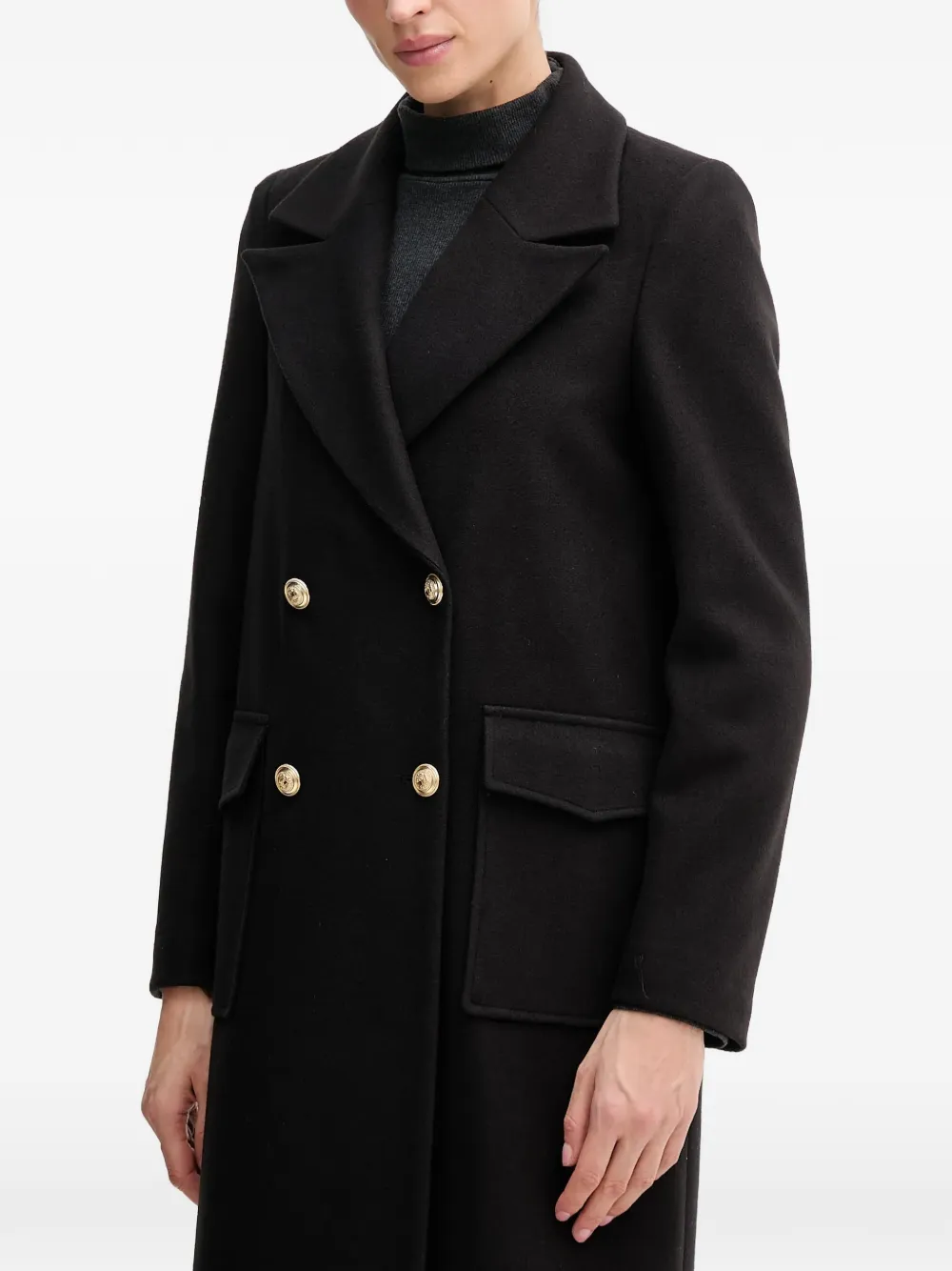 Gaudi Button-up jas met dubbele rij knopen Zwart