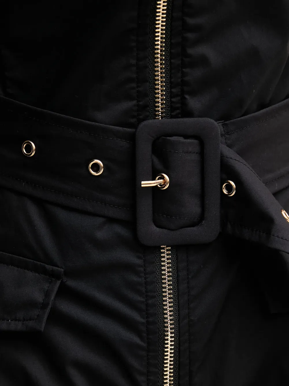 Belted Zip-Up Midi Dress