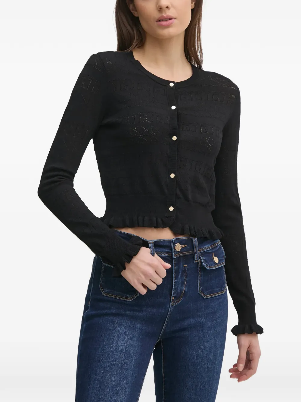 Gaudi ruffled patterned cardigan - Nero