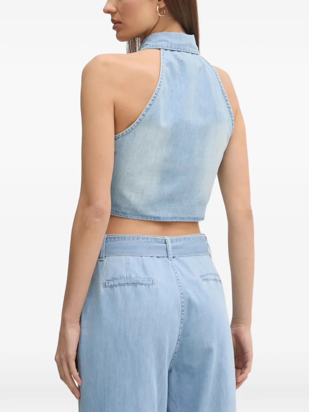  Gaudi Halterneck Front-knot Top - Blue 