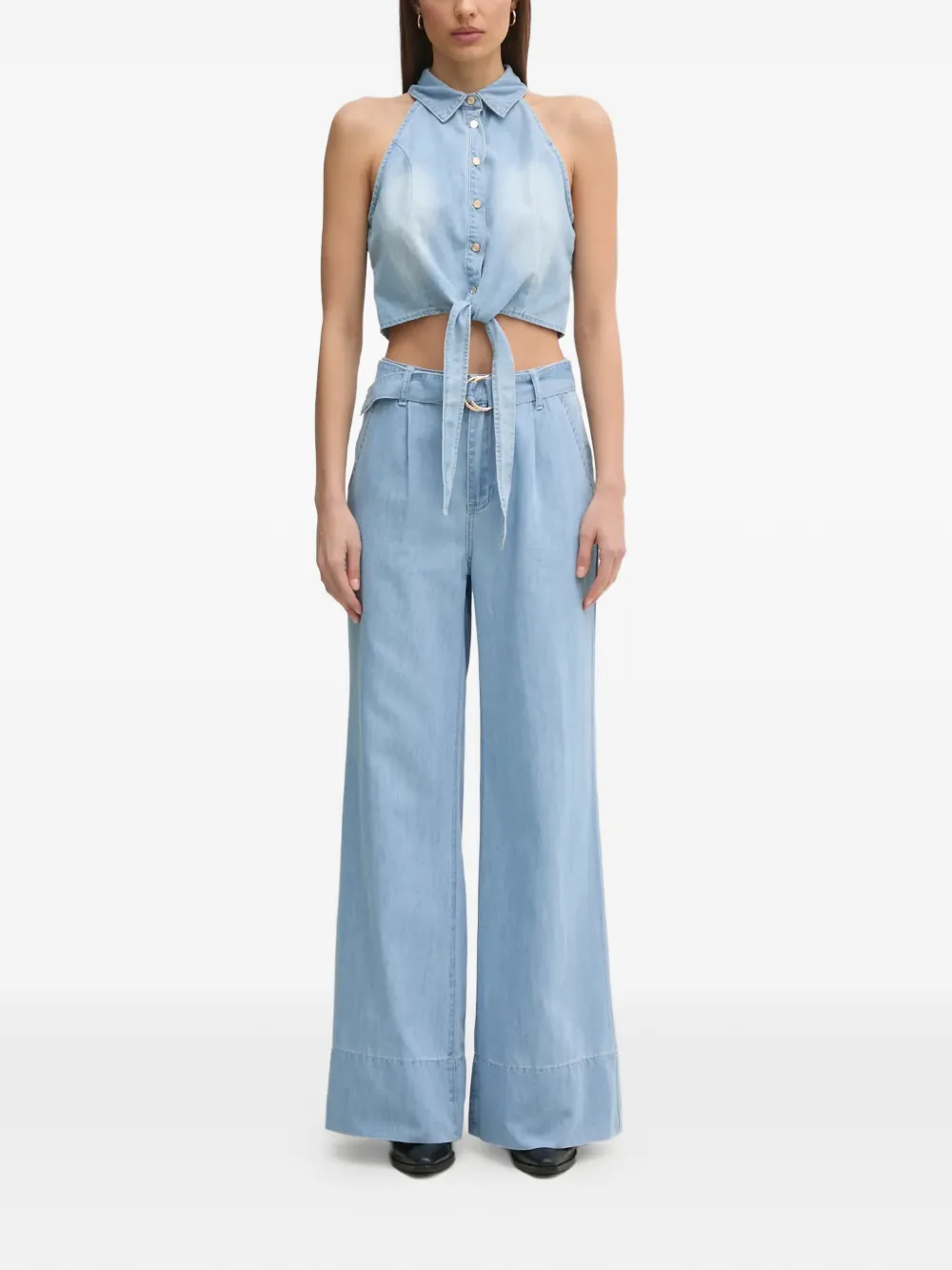  Gaudi Halterneck Front-knot Top - Blue 