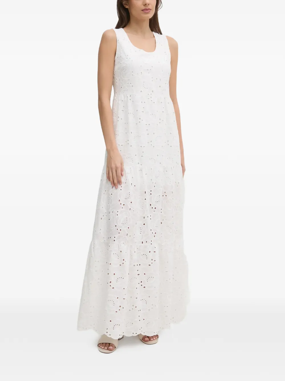 Gaudi Sangallo mouwloze maxi-jurk met bloemenprint Wit