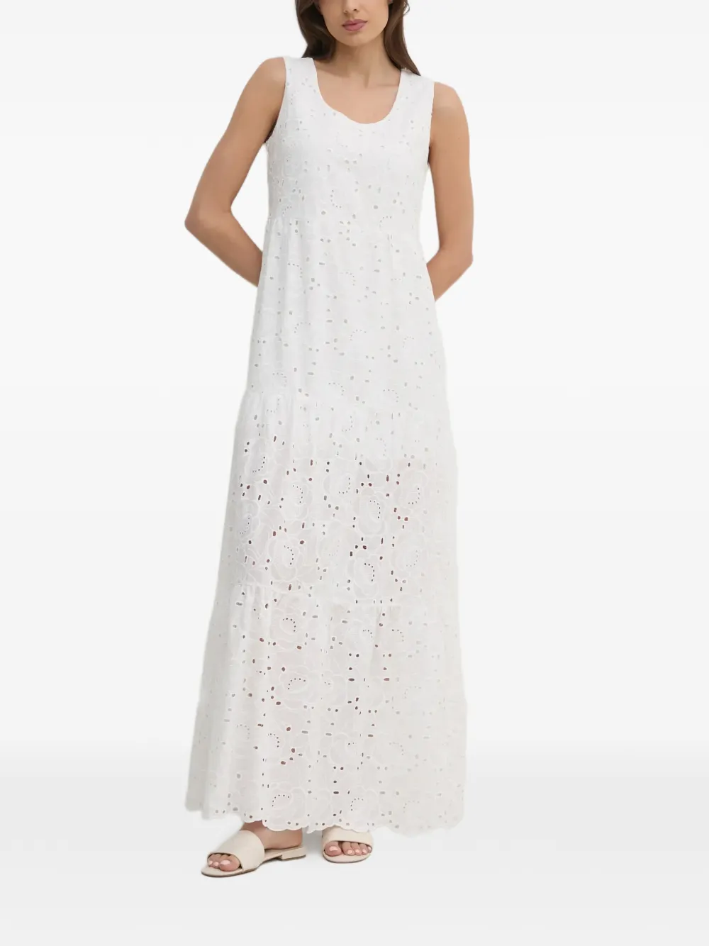 Gaudi Sangallo floral sleeveless maxi dress - Weiß