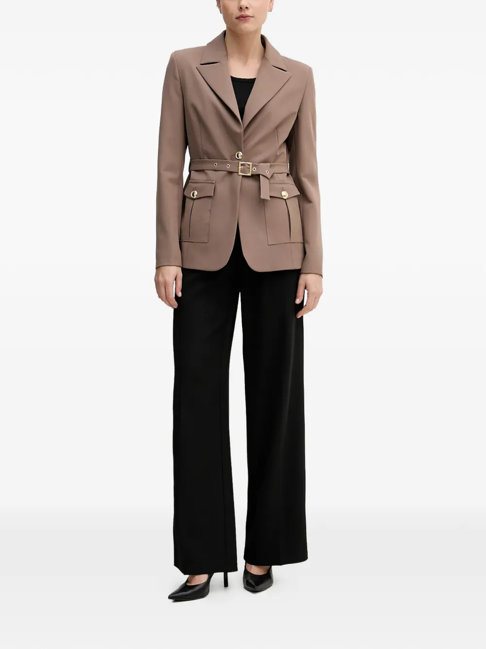  Gaudi Belted Pocket Blazer - Brown 