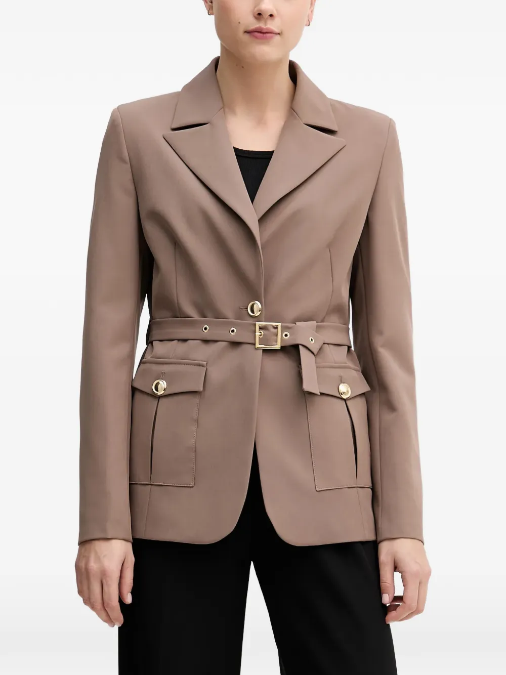 Gaudi belted pocket blazer - Marrone
