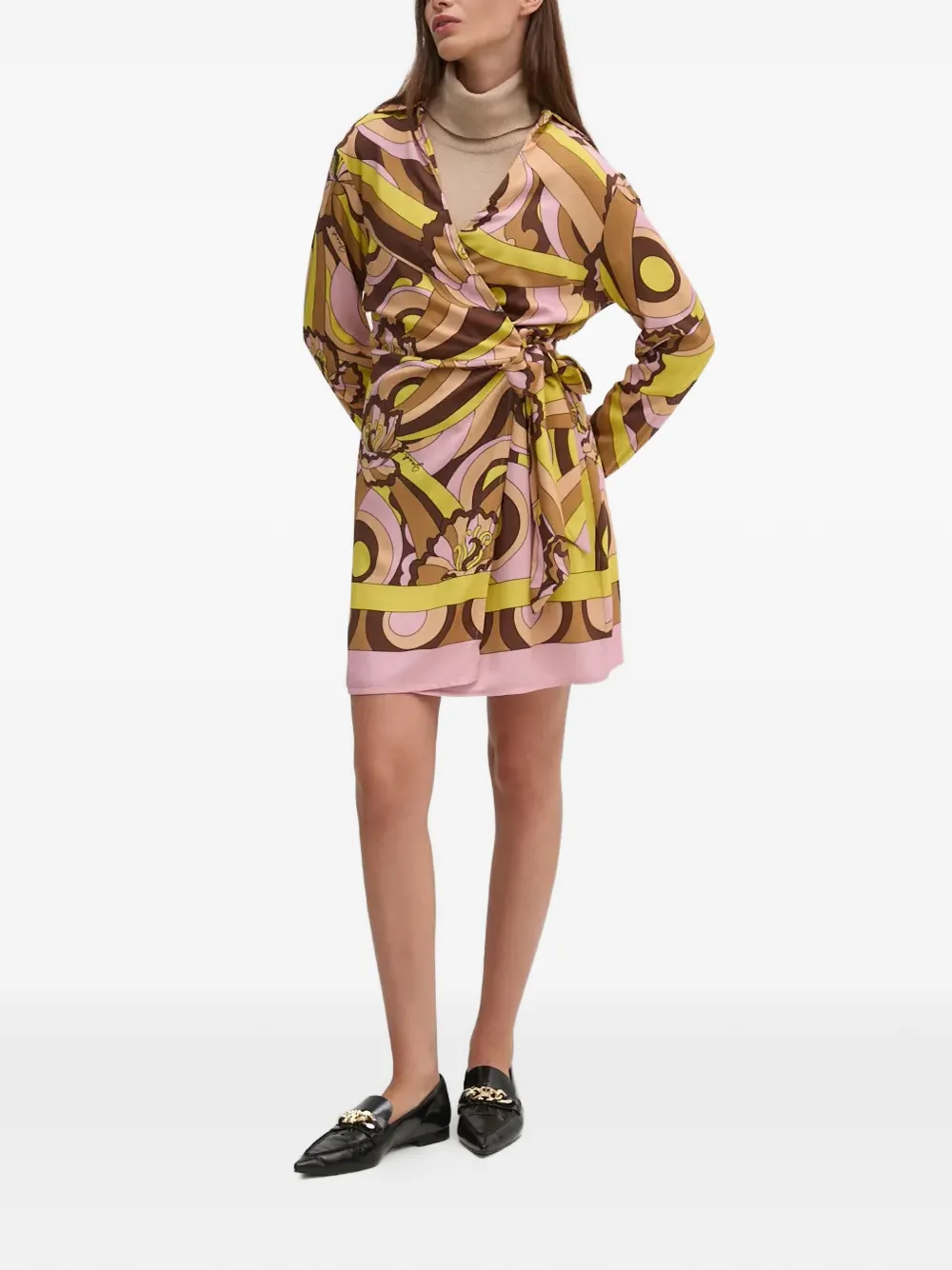 Gaudi Mini-jurk met strik en print Bruin