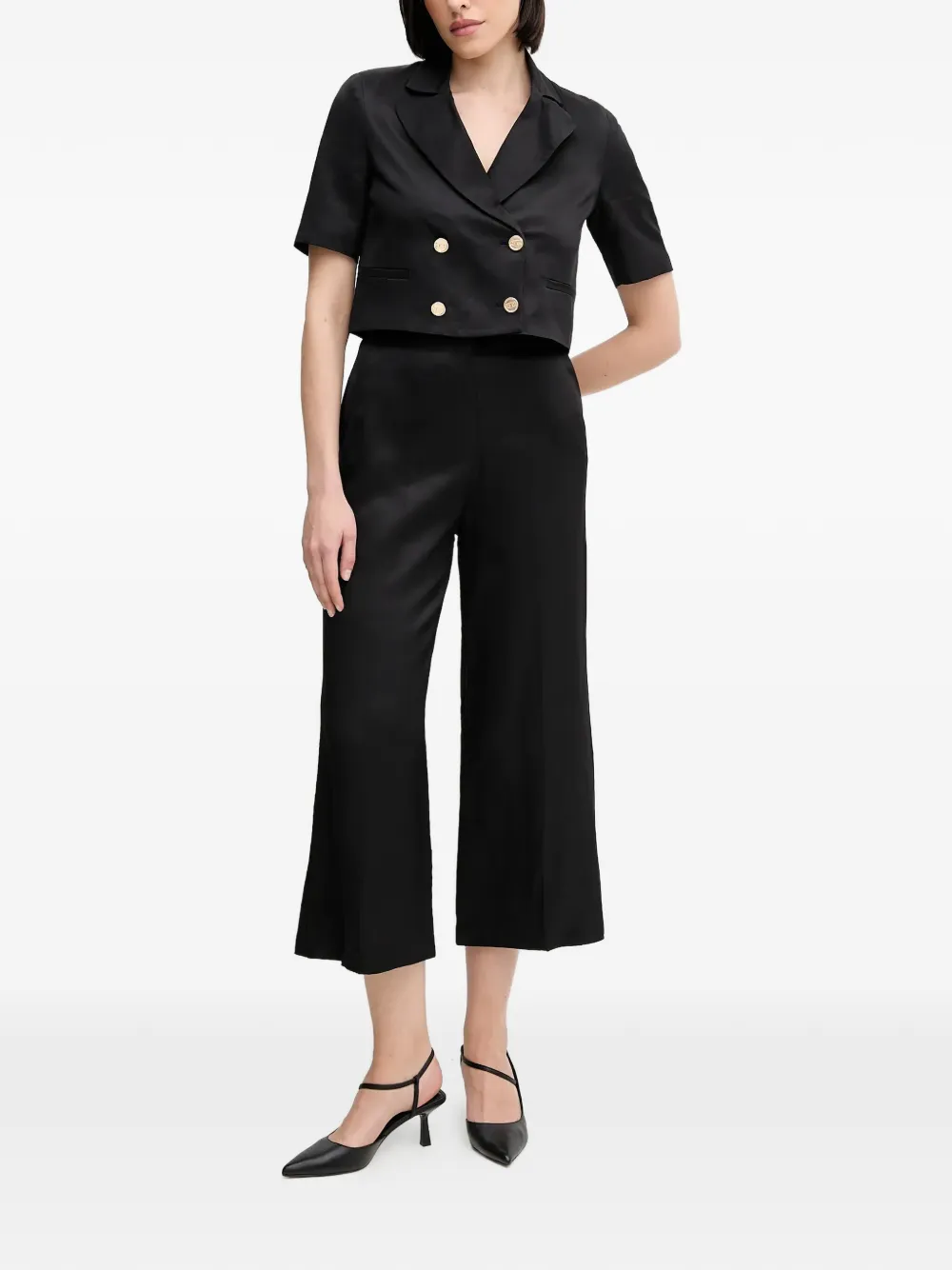  Gaudi Double-breasted Cropped Blazer - Black 