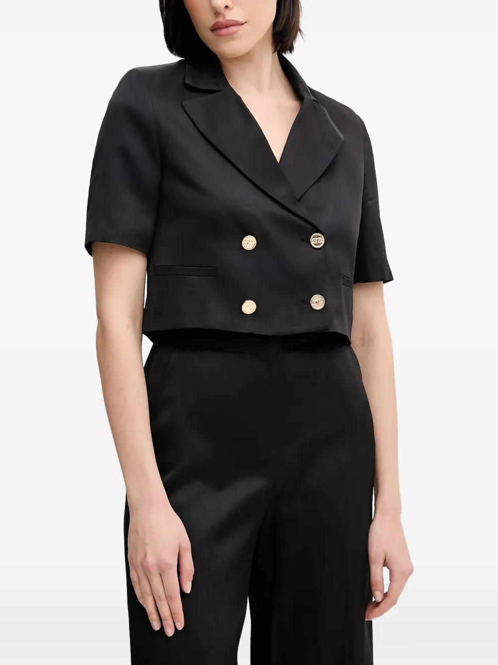 Gaudi double-breasted cropped blazer - Black