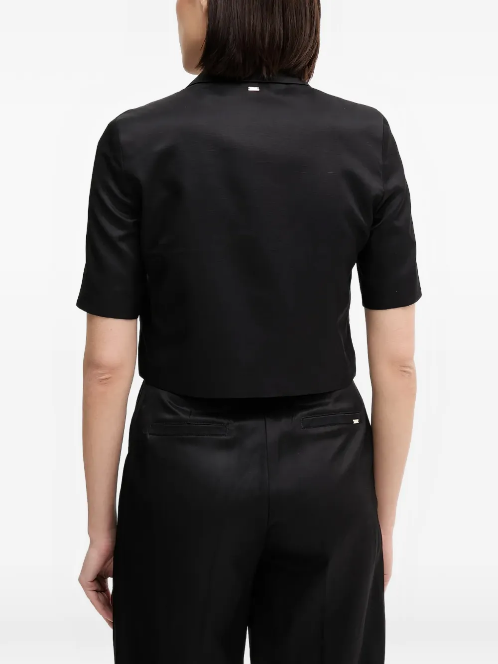  Gaudi Double-breasted Cropped Blazer - Black 