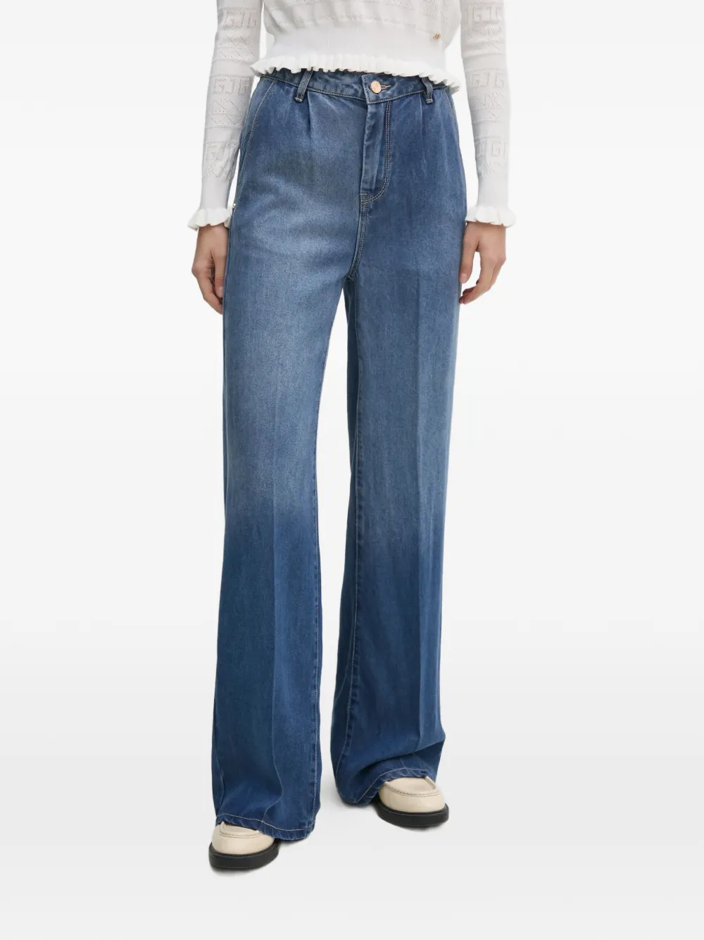 Gaudi pleated wide-leg jeans - Blu