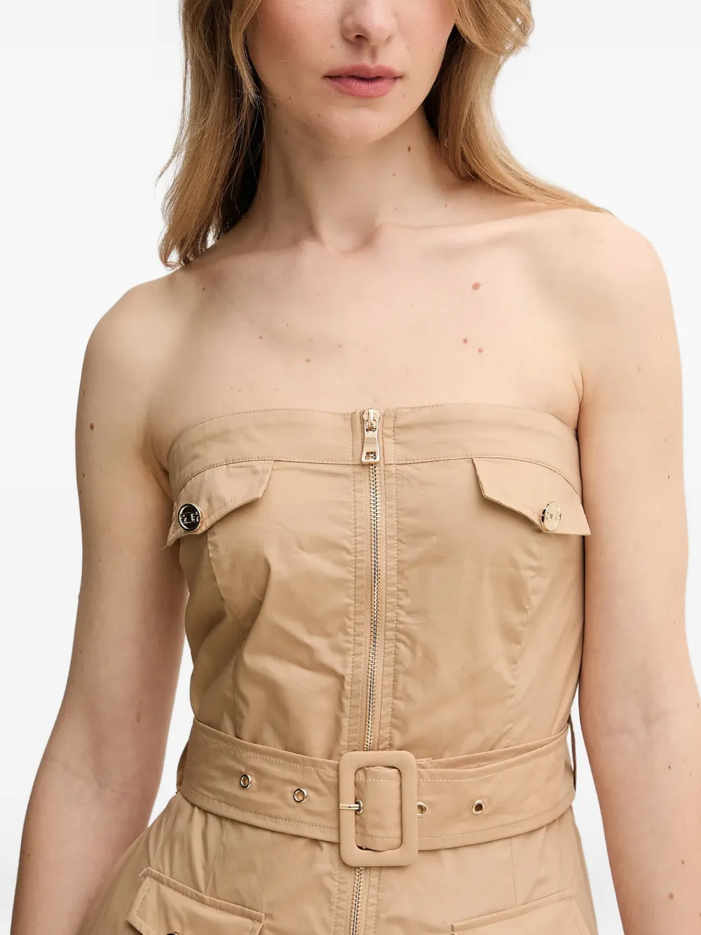 Gaudi Midi-jurk met ceintuur en rits Beige