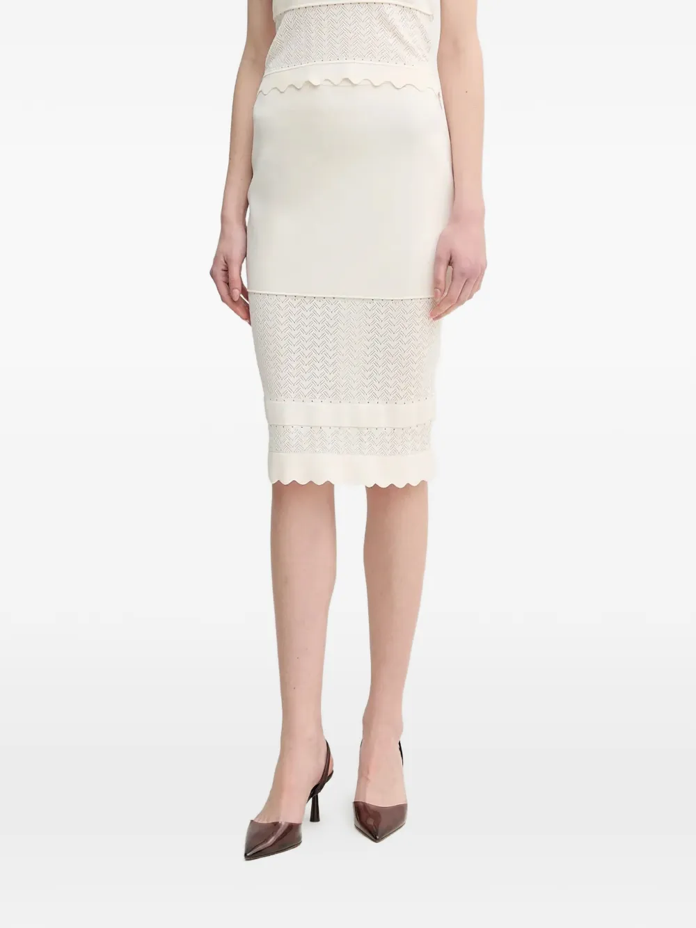 Gaudi pointelle-scalloped skirt - Toni neutri
