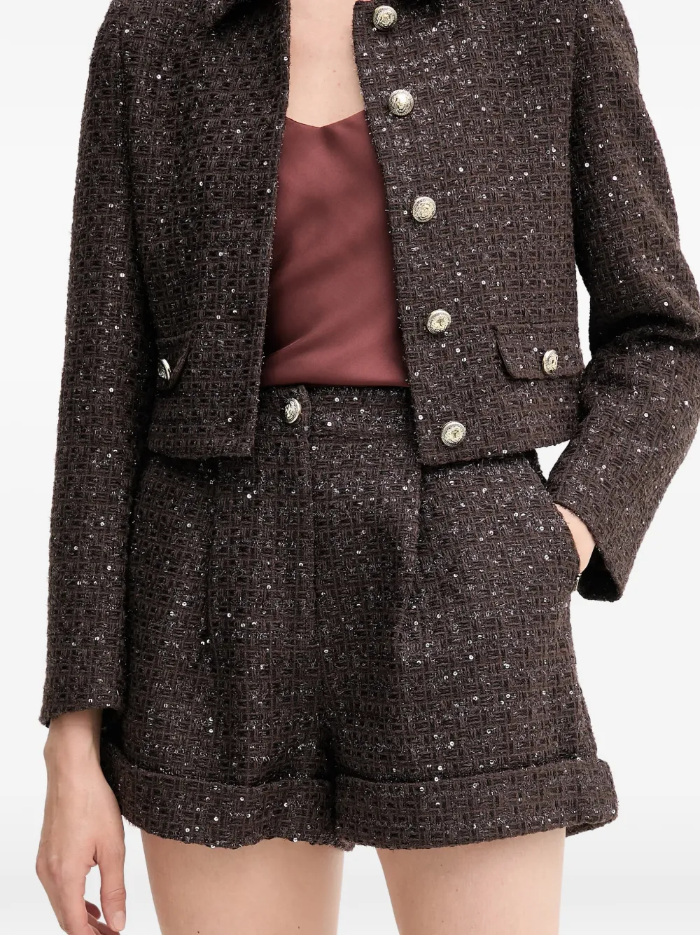  Gaudi Sequins-embellished Button-fastening Shorts - Brown 