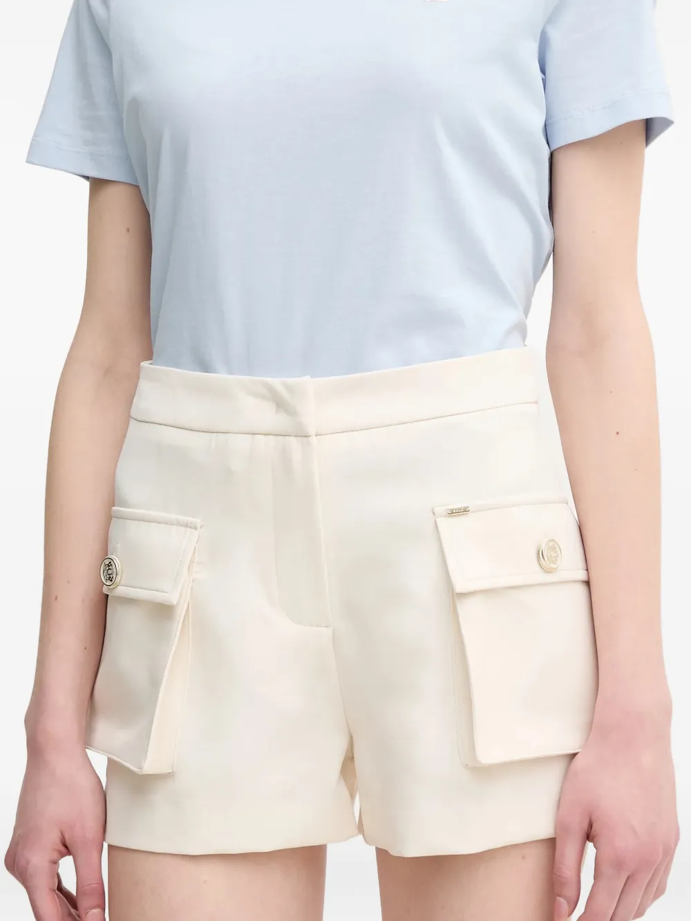 Flap-Pocket Button Shorts