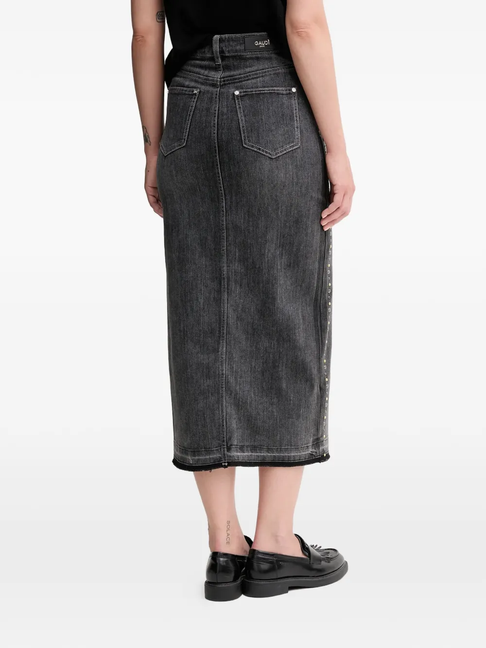  Gaudi Stud-embellished Split Midi Skirt - Black 