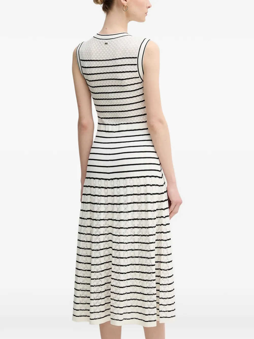 Pockets Striped Button Midi Dress