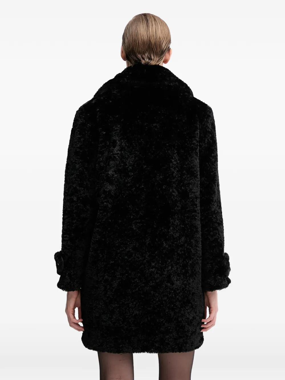 Button-Fastening Textured Coat