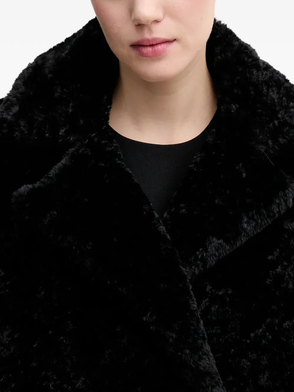 Button-Fastening Textured Coat