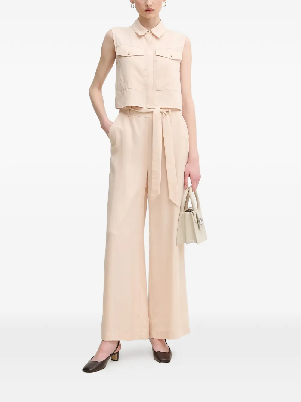 Gaudi Blouse met polokraag en borstzak Beige