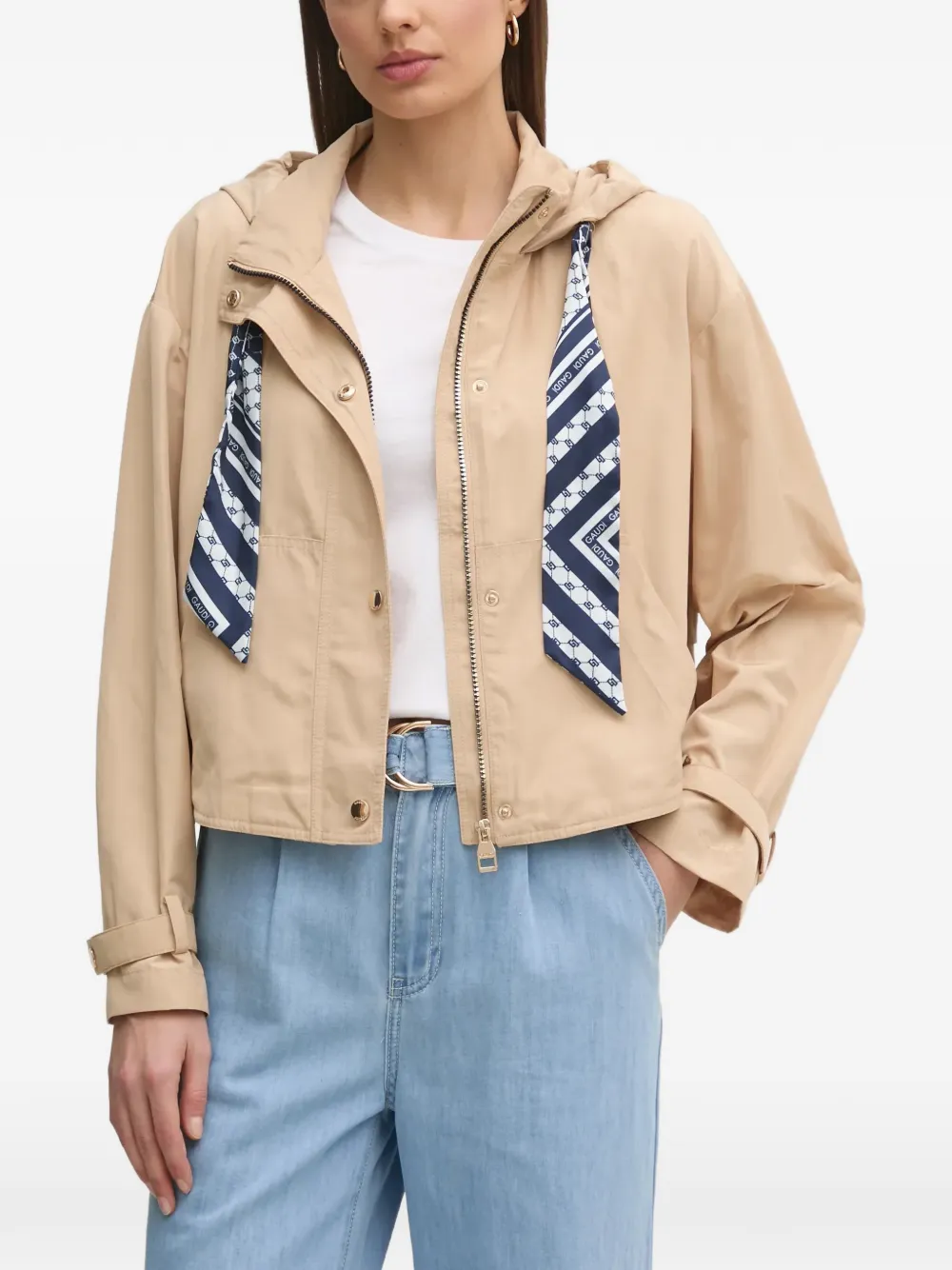 Gaudi hooded-scarf jacket - Nude