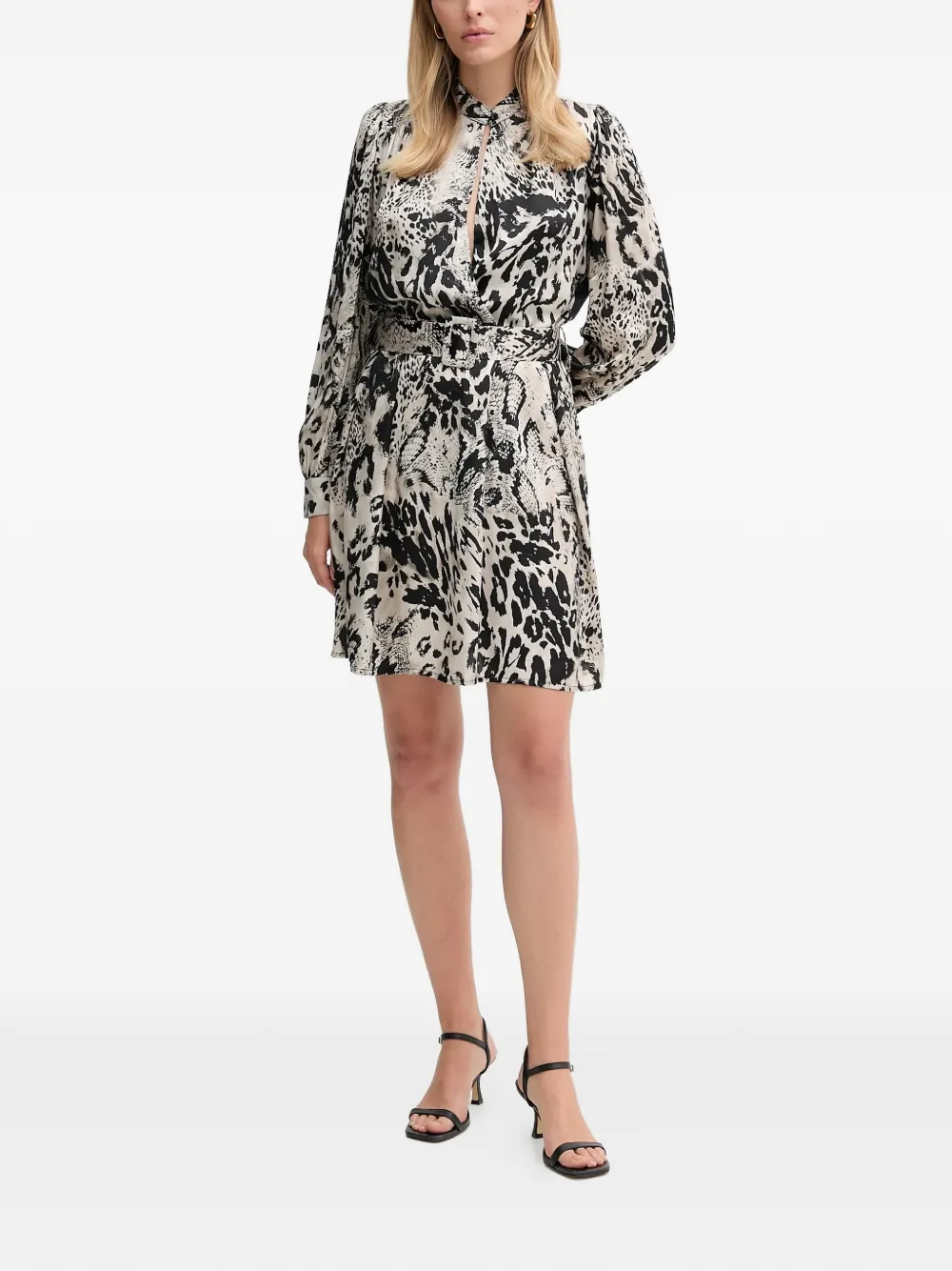 Gaudi Mini-jurk met dierenprint en ceintuur Beige