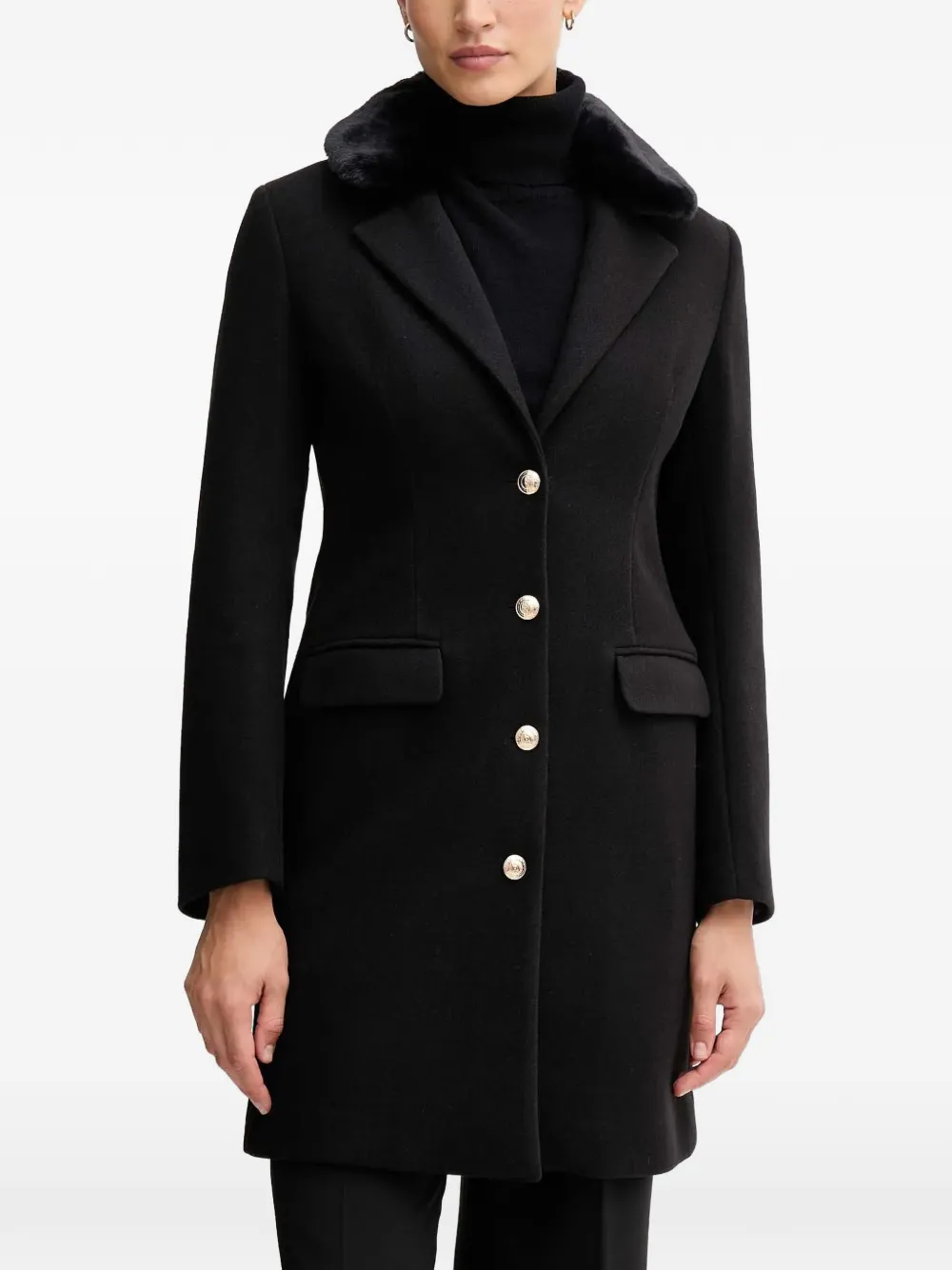 Gaudi faux fur single-breasted coat - Nero