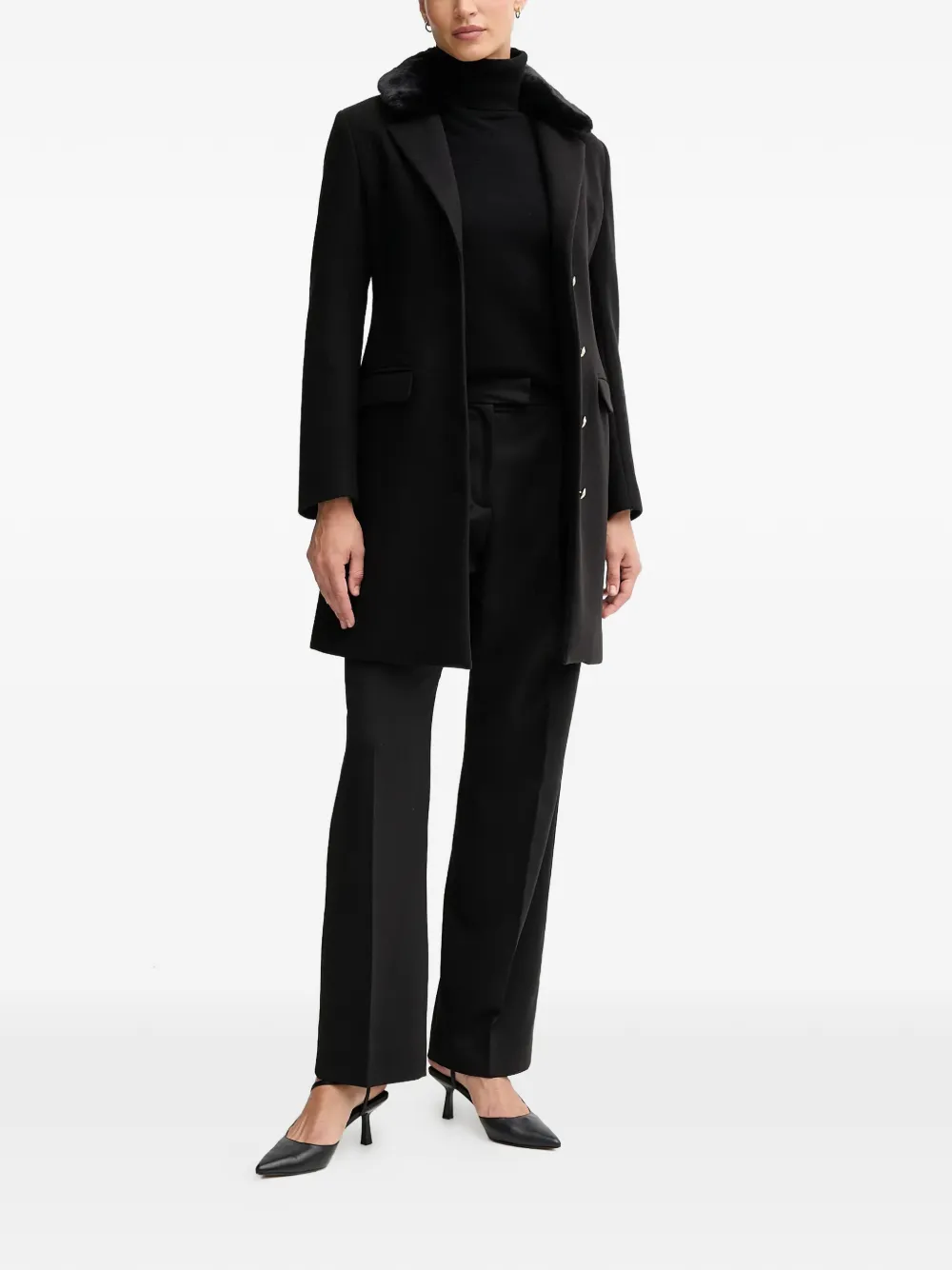  Gaudi Faux Fur Single-breasted Coat - Black 